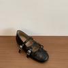 French retro design Mary Jane shoes autumn new square head cross buckle ballet shoes