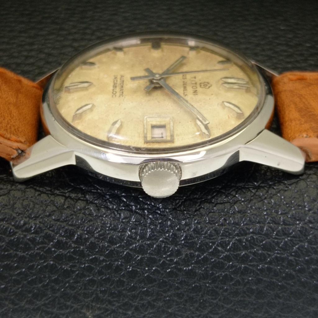 VINTAGE TITONI AUTOMATIC INCABLOC SWISS MENS ORIGINAL DIAL WATCH A700333-5 R202-a700333