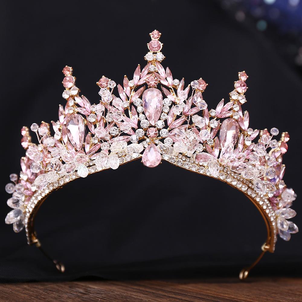 DIEZI Handmade Korean Crystal Beads Crown For Women Girls Wedding Baroque Bride Queen Bridal Tiaras Hair Accessories Headbands