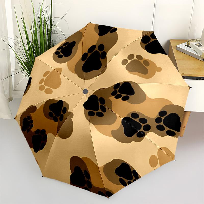 

1pc PawPrints Automatic Folding Umbrella - Portable Collapsible Design, 8-Rib Iron Frame, Durable Fabric yy251125198
