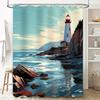 Lighthouse Bath Shower Curtain Nautical Decor Coastal Design for Bathroom Waterproof Fabric with Hooks Various Sizes Available
