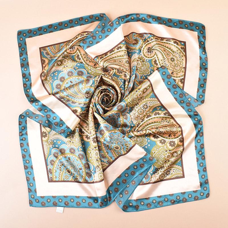 2Pcs Luxury  Silk Satin Square Scarf Women Hijab Bandana Muslim Headscarves Shawl Wrap Ladies Headband Neckerchief Foulard