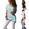 Damen Rundhals Kurzarm T-Shirt Lockerer Schnitt Lässig Einfarbige Rückenausschnitt Top