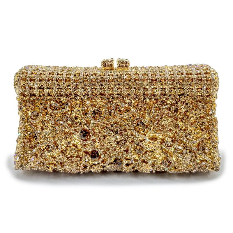 WHTUOHENG Borse di Cristallo Borsa da Sera da Donna Champagne/Argento/Oro Donna Festa Minaudiere Borse da Ballo Matrimonio Strass