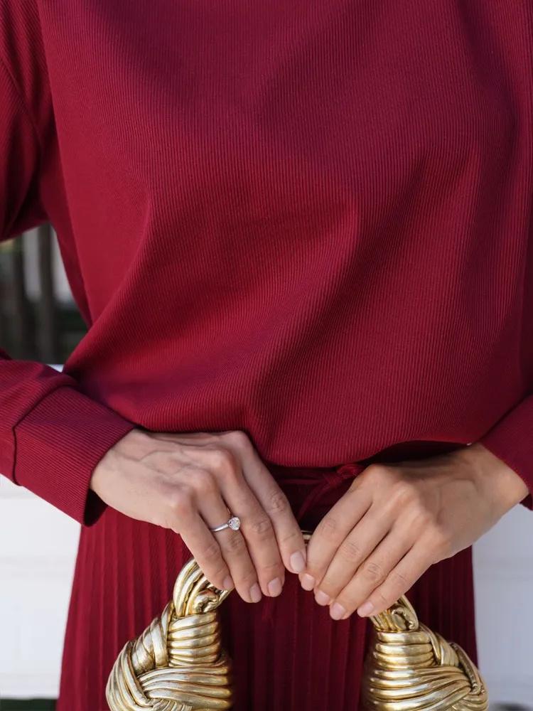 Long-sleeved Pleated Skirt Suit Fashionable Casual Two-piece Suit