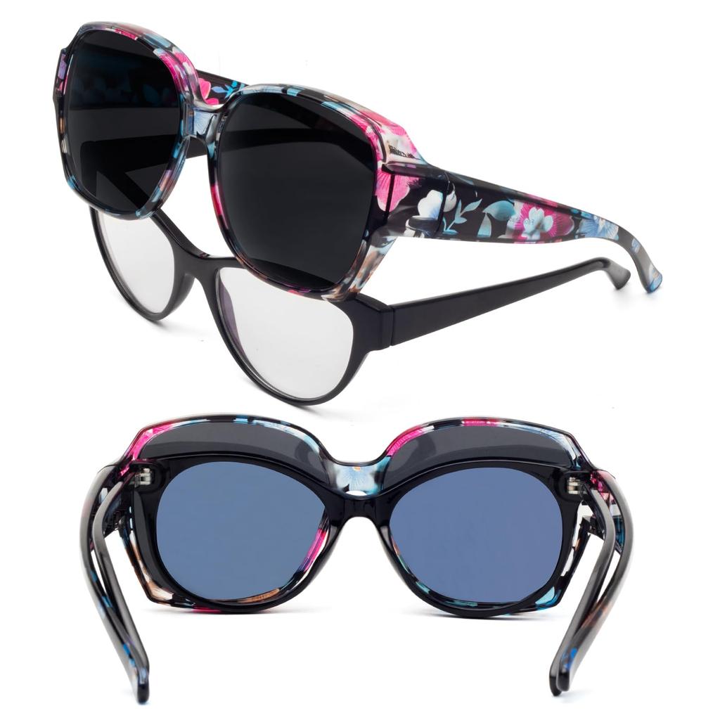 Occhiali da sole da indossare sopra gli occhiali per donna Protezione UV, Adatti sopra occhiali da vista Occhiali da sole Leggeri T01