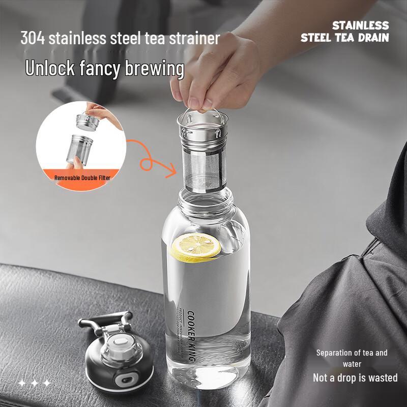 Large Capacity Borosilicate Glass Sports Water Bottle