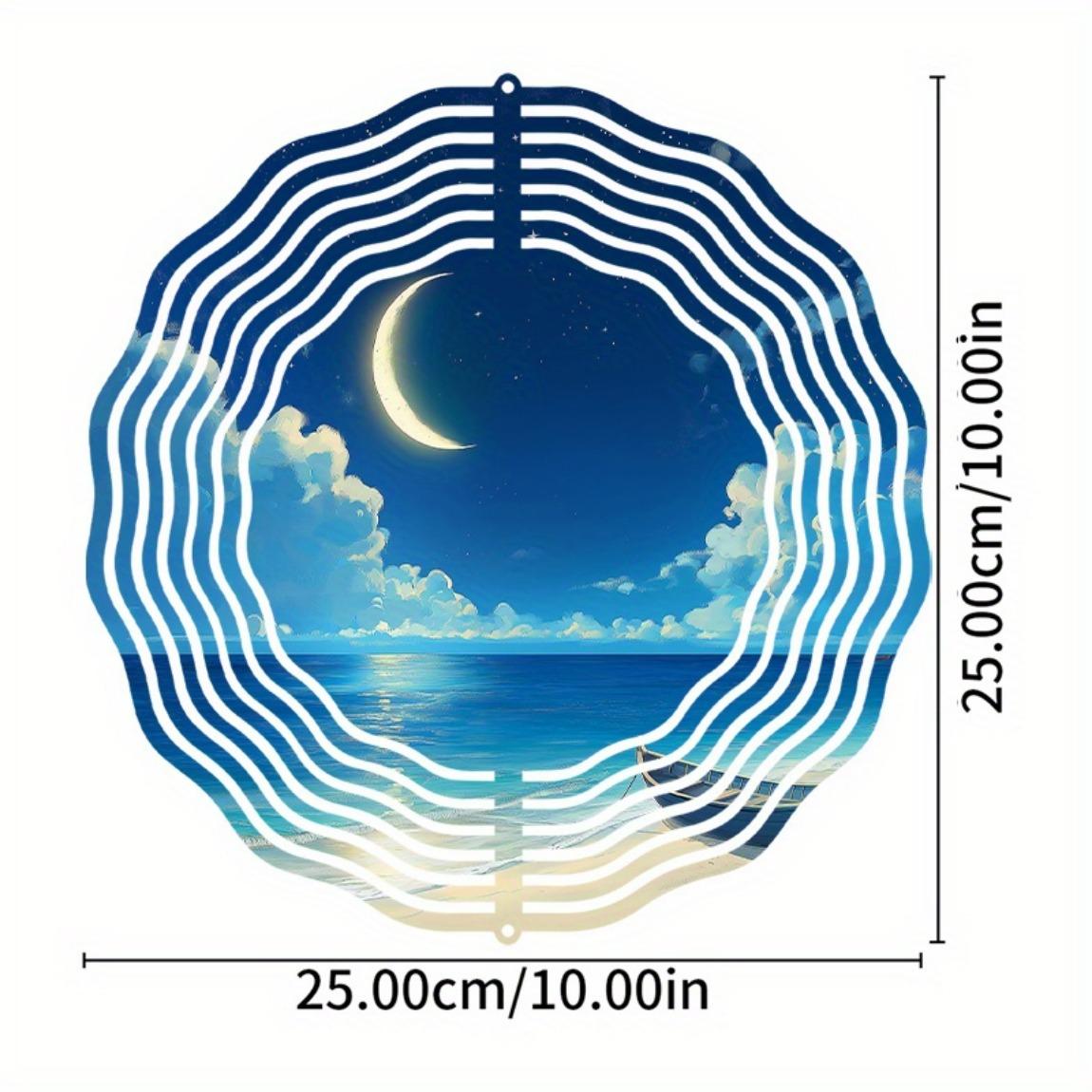 

Ветряк «Прибрежный бриз»: Вращающееся металлическое искусство с изображением залива в лунном свете 01A