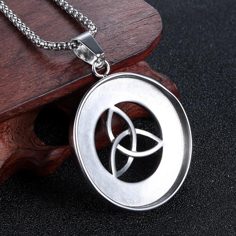 Retro Triangle Hollow Titanium Steel Pendant Necklace for Men - HC129