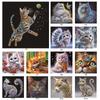 Kit Pittura Diamante Fai da Te Forma Speciale Gatto Trapano Parziale per Adulti Decorazione Parete Casa Punti Diamante Kit Arte con Gemme 11.81x11.81in