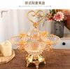Golden flower decoration rotating fruit plate light luxury high-end glass nut snack fruit plate portable fruit plate crafts