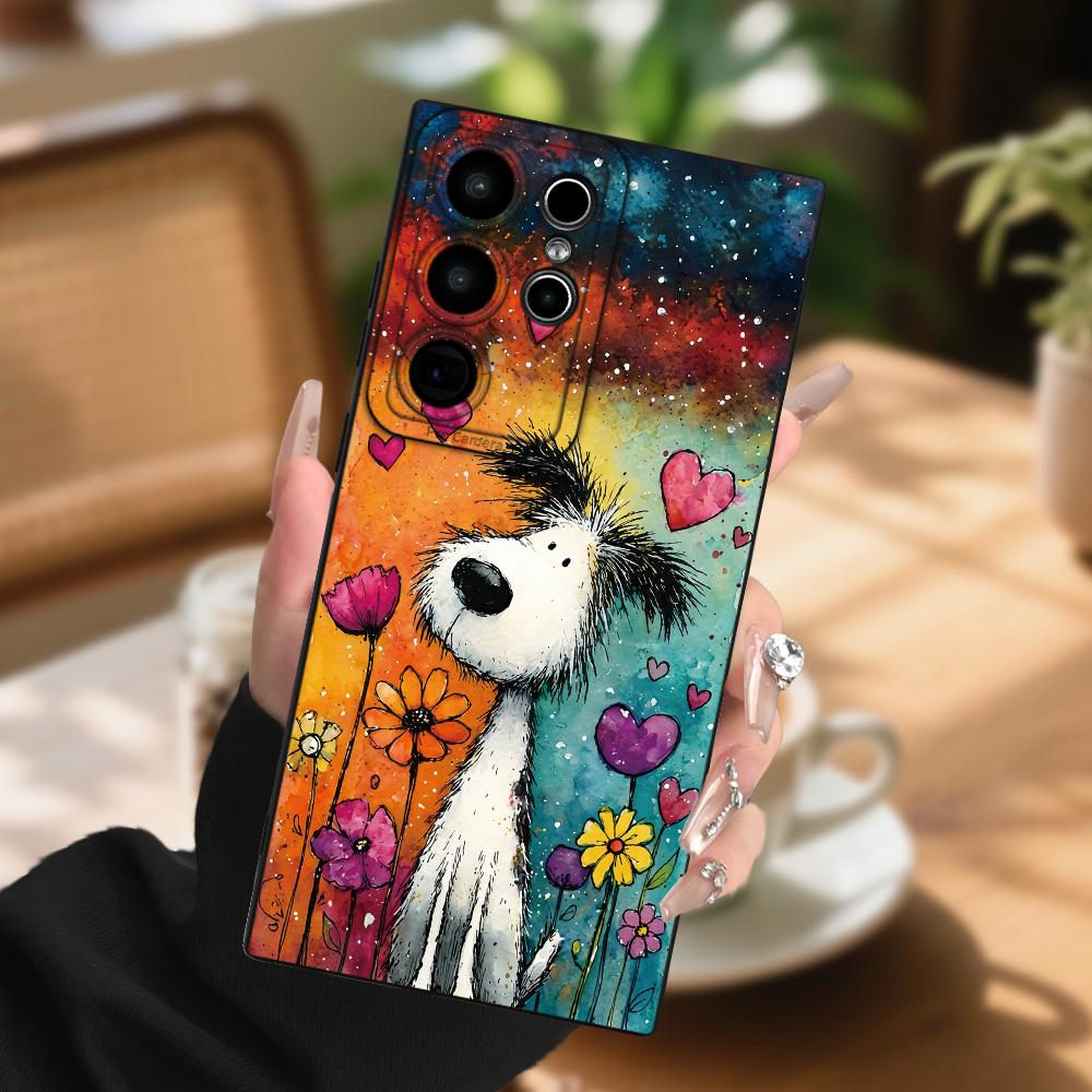 Süße Cartoon-Hund-Graffiti-Druck-Handyhülle Für Samsung Galaxy S26 S25 S24 Ultra S23 FE S22 S21 S20 Plus A15 A35 A55 A54 Abdeckung