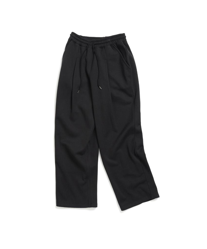 XOX Brushed Fleece One-Pleat Wide Sweatpants [Black]