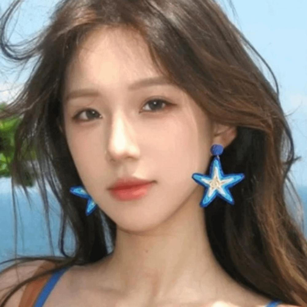 Bohemian Starfish Stud Earrings Exaggerated Star Pendant Earrings Starfish Beach Earring Women