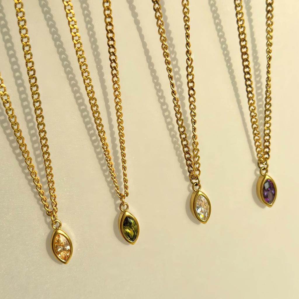 Women 18K Gold Plated Stainless Steel Cubic Zirconia Pendant Necklace, Suitable For Women Everyday And Wedding Wear Gifts