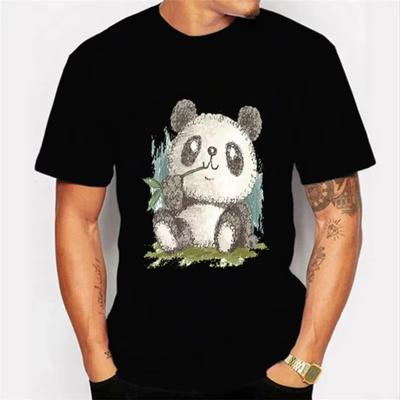 Pandas Vintage T Shirts Men's Clothing Short Sleeve T-shirts Anime Panda Print Tshirts Casual Short Sleeve Tops Shirt Men Tees