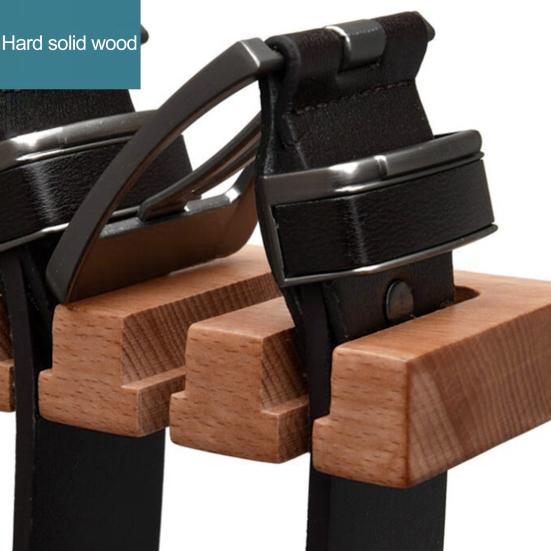Wooden Belt Hanger 2-in-1 Design 14 Slots Space-Saving Eco-friendly Multifunctional Belt Organizer for Closet