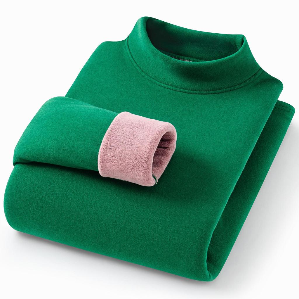 Camel Wool Women's Thick Fleece-Lined Semi-High Neck Top for Autumn/Winter