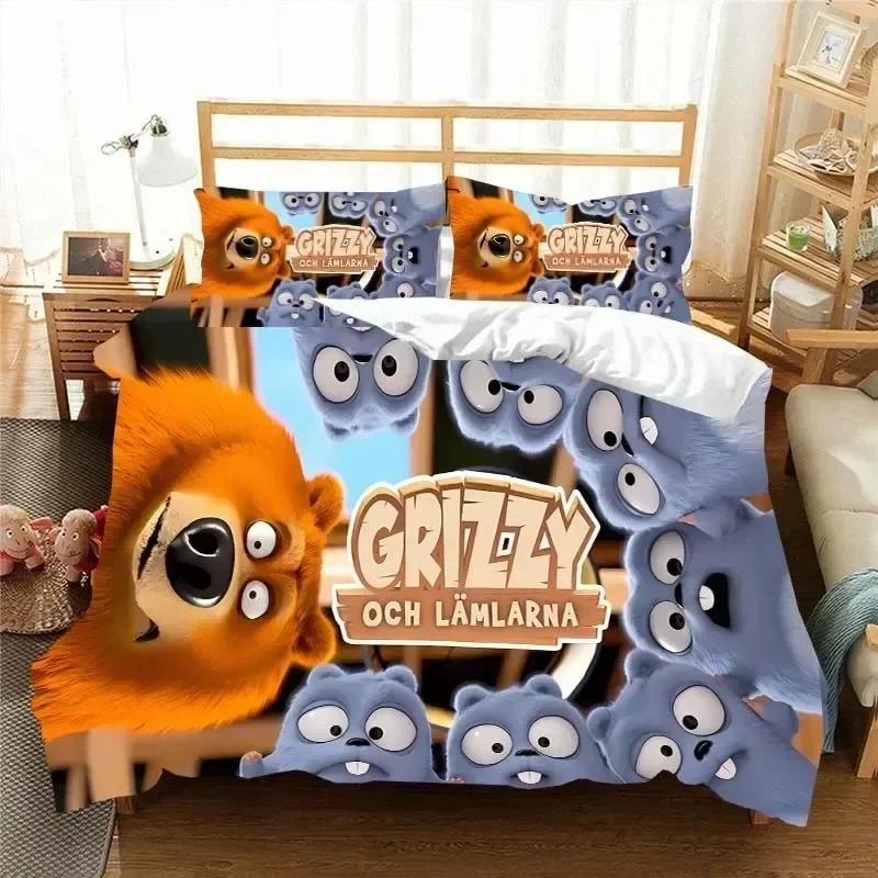 3D G-Grizzy and The Lemmings Bedding Set Printed Bed Set With Pillowcase Bed Duvet Cover Soft Queen King Size Bedclothes Home