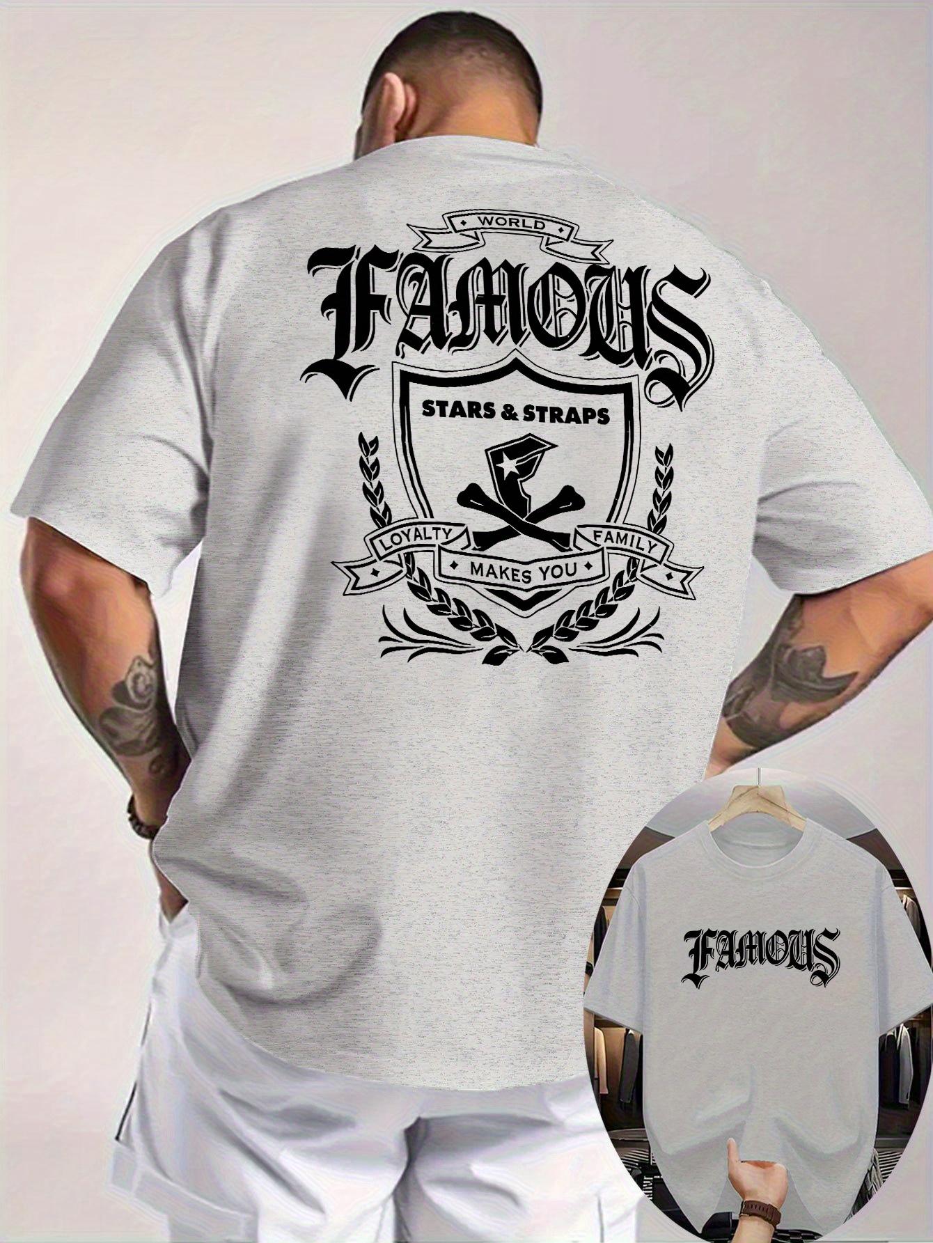 

Summer New Men s Casual Loose T-shirts with Famous Stars Straps Print Breathable Round Neck Lightweight Stretchy Clothes 3XL