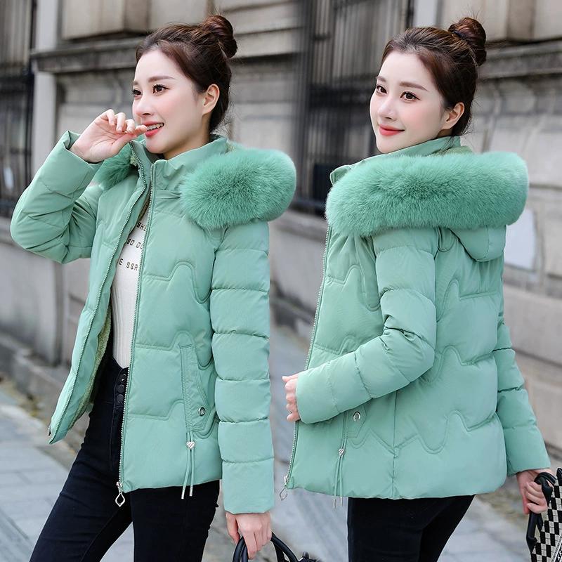 Winter Baumwollgepolsterte Jacke Damen Baumwollgepolsterte Jacke Kurzer Pelzkragen Baumwollgepolsterte Jacke Damen Warme und Kältebeständige Gepolsterte Jacke Jacke