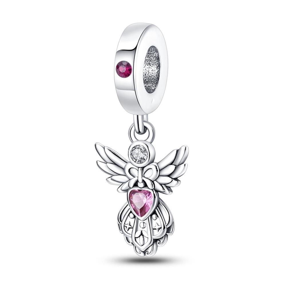 S925 Silber Romantisch Klassischer Stil Rosa Engel Anhänger DIY Armband Schmuckzubehör