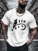 Unisexs Summer Short Sleeve T Shirt Chinese Ink Horse Year Calligraphy Print Soft Oriental Casual Street for Male Daily Wear Tops