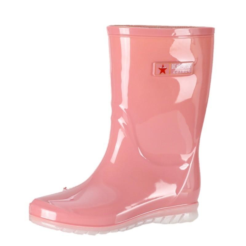 Women's Rain Shoes Medium and High Tube Waterproof and Wear-resistant Work Rubber Shoes Removable and Velvet Adult Outer Wear Casual Women's Rain Boot