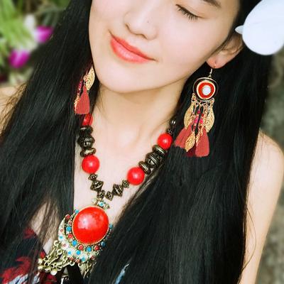 Colier antic pentru femei, bijuterii retro, pandantiv chinezesc cu vânt din lemn, clopot, pandantiv Yunnan, accesorii de călătorie pentru haine