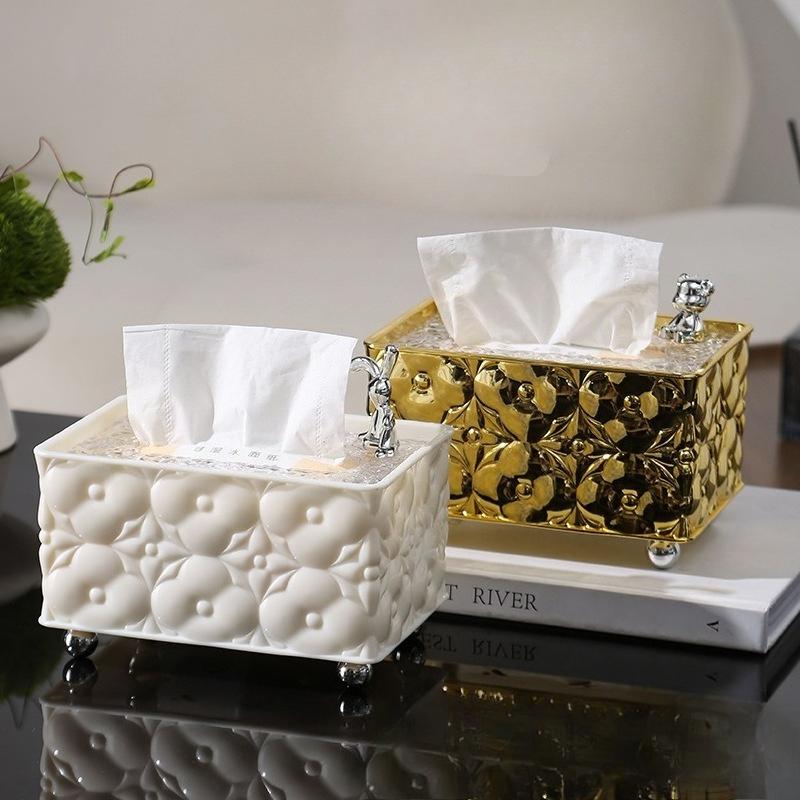 Jacquard Taschentuchbox Organizer Serviettenetui Leichter Luxus Wohnzimmer Schlafzimmer Couchtisch Taschentuch Aufbewahrungsbox Papierhalter