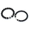 Romantisches 2-teiliges/Paar Partnerarmband 8mm 10mm Perlen Strang Armband Valentinstag Geschenk Obsidian Blau Sandstein Passendes Armband