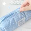 Dotted Print Pencil Bag High Capacity Cloth Pencil Case Multi Compartments Zippered Pen Storage Bag for Student Teen