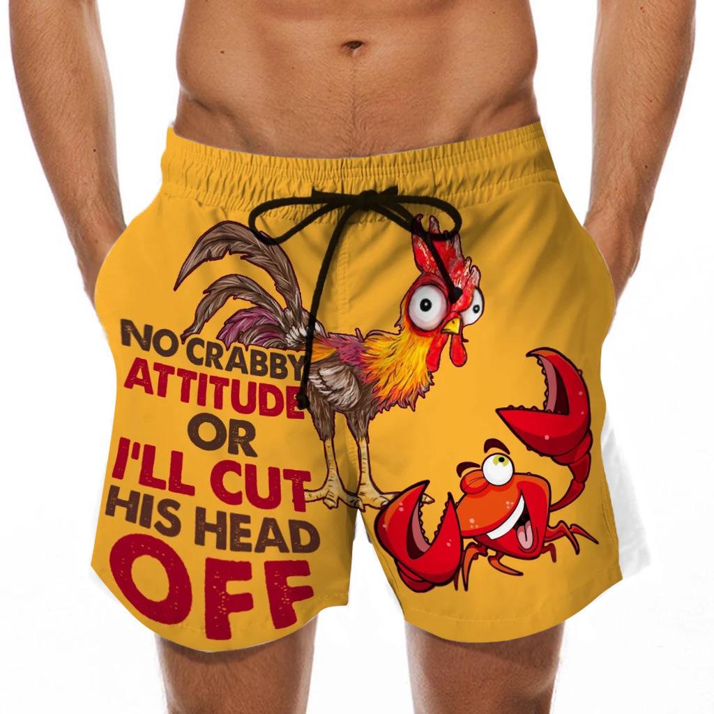 Men's 3D Turkey Head & Banana Print Swim Shorts