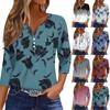 Women's Casual Fashion V-neck Loose Versatile Floral Print Three-quarter Sleeves