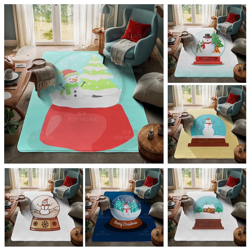 House Entrance Carpet Home Door Mat Living Room Bath Foot Bathroom Non-slip Water Absorption Rugs Bath Merry Christmas Winter
