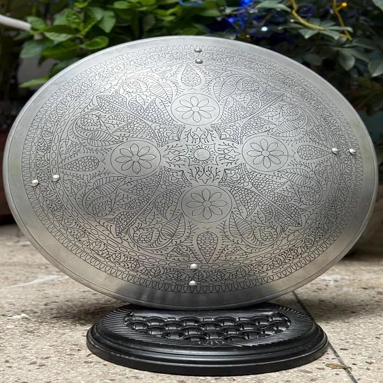 Aluminium Floral Blomst Gravert Skjold Rund Viking Veggkunst