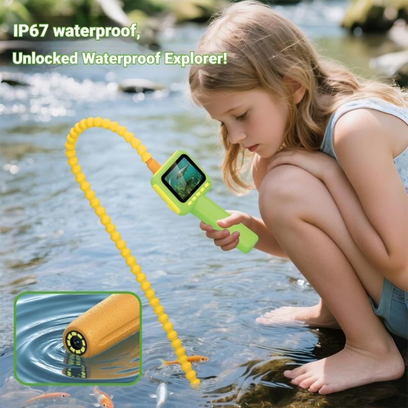 Kids Snake Camera Endoscope with Flexible Cable & IP67 Waterproof Camera Toy Lights ABS for STEM Learning Activity