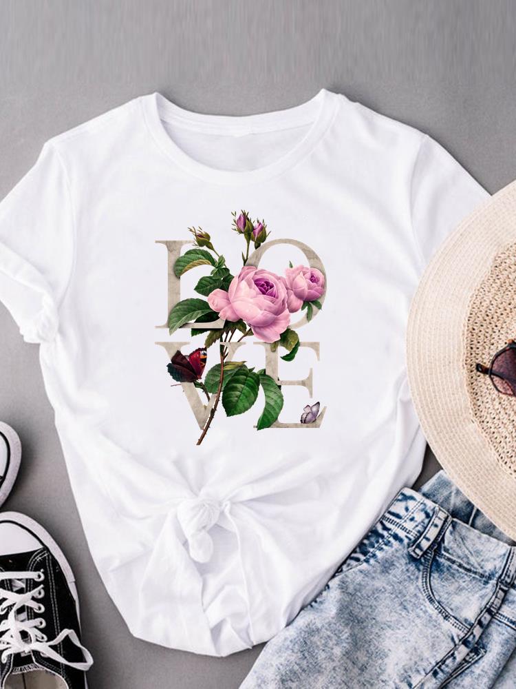 (Asian Size) letter style trend Women's Top Print O-neck Short Sleeve T-shirts Fashion Female Casual T Clothing Graphic Tee