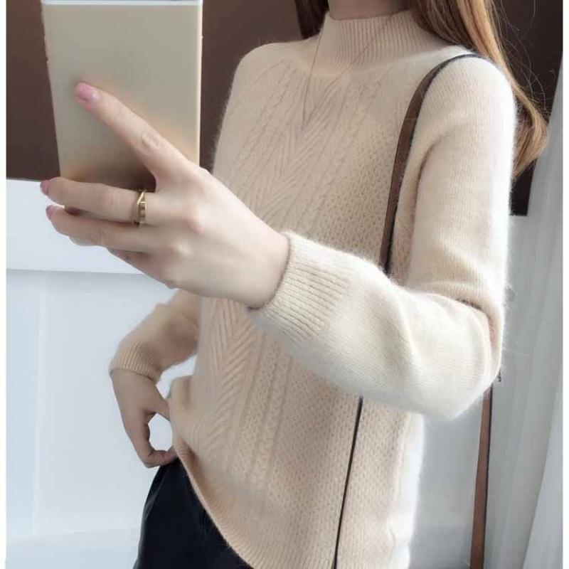 Lente Herfst Winter Truien Dames Truien Mode Casual Warme gebreide kabeltrui Vrouwelijke coltrui