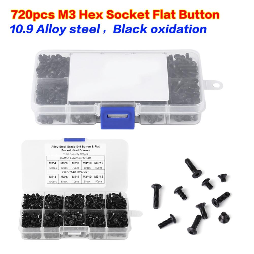 720 Pcs 4mm/6mm/8mm/10mm/12mm M3 Flat Head Screws for Furniture, for DIY, for Versatile Use