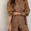 2025 European & American Casual Autumn/Winter Breathable Shirt & Loose Wide-Leg Pants Set