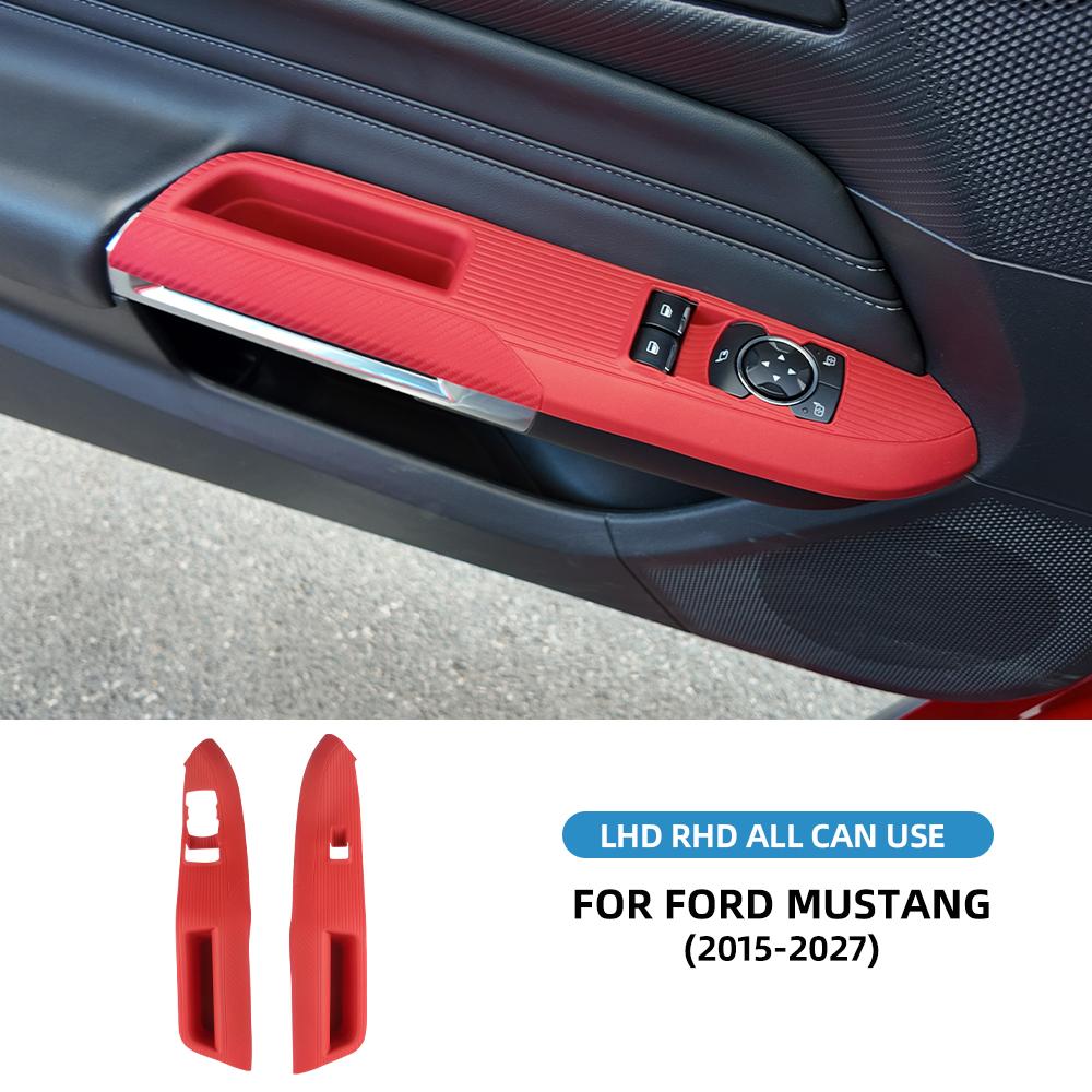 For Ford Mustang GT Dark Horse EcoBoost 2015-2021 2022 2023 2024 2025 2026 2027 LHD Car Door Button Panel Silicone Decor Cover