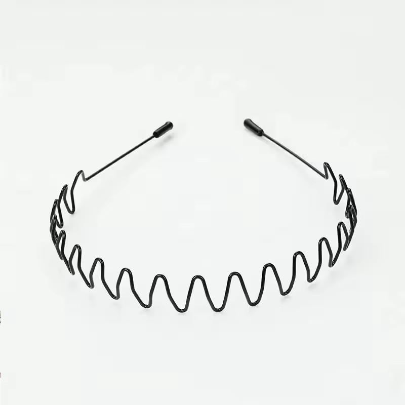 Unisex Black Elastic Non Slip Simple Metal Headbands For Men Women Wavy Hairband Spring Hair Hoop Fashion Hair Accessories