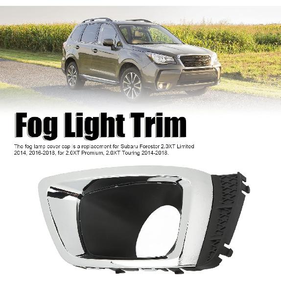 Passenger Side Fog Light Bezel For 2014-2018 Subaru Forester, 2.0 Turbo Models Chrome, Made Of ABS SU1039107 57731SG080(Right)