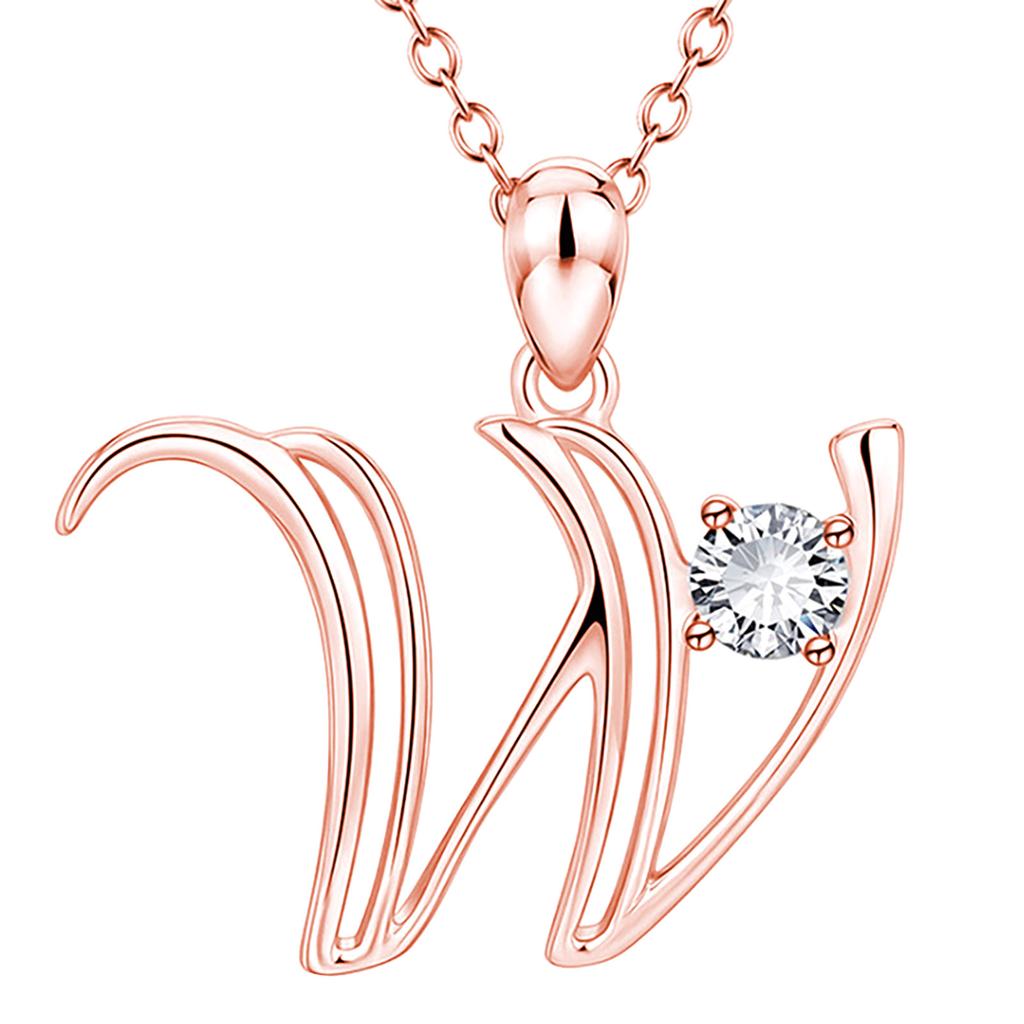 Fashion Alphabet Letter Pendant Necklace with Embedded Crystals Elegant Initial Charm Jewelry for Daily Wear and Special Occasions