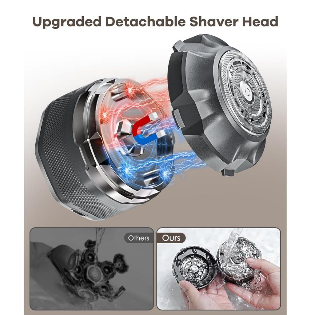 Rechargeable Electric Shaver for Men Single Head Powerful Hair Trimmer Wet/Dry Bald Beard Cutting Machine