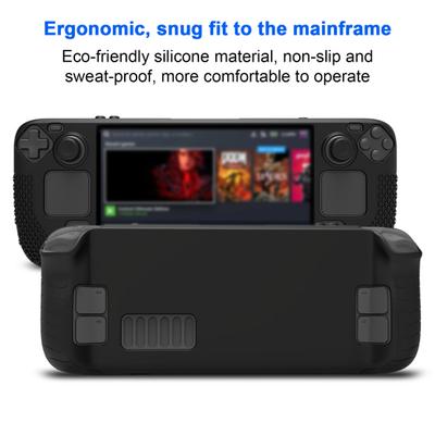 Game Console Protective Case with Thumb Grip Caps Impact Resistant Scratch-proof Silicone Protective Cover for Steam Deck