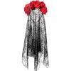 Halloween Bride Accessories Set with Red Rose Gloves Earrings and Stickers for Costume Photo Props