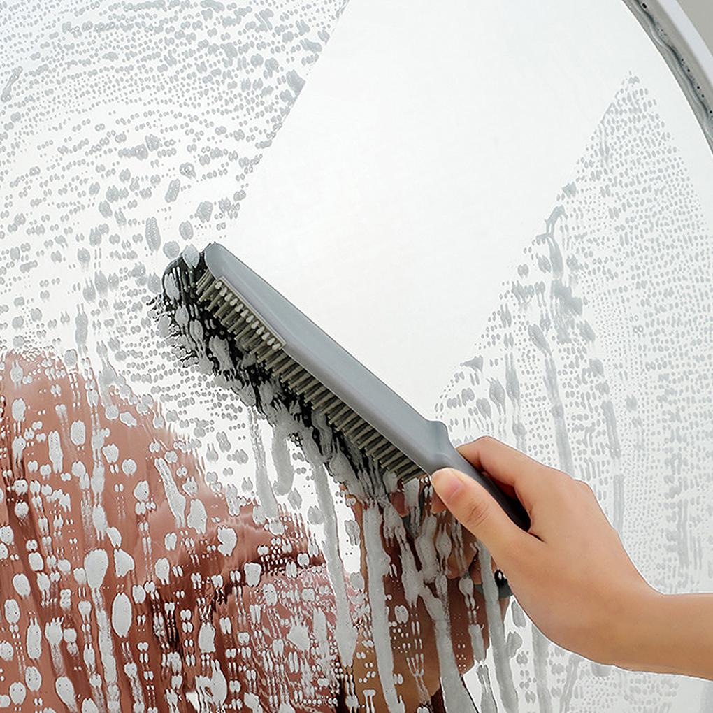 Cleaning Brush 3-in-1 Handheld Handle Side Handheld Handle Scraper Silicone Window Dirt Removing Tool for Bathroom Kitchen