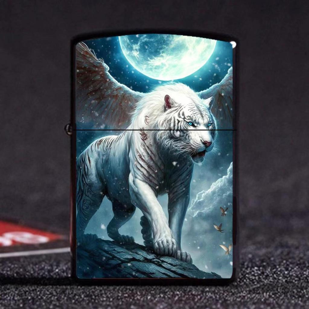 Azure Dragon, White Tiger, Vermilion Bird & Black Tortoise Kerosene Lighter – Creative Design for Douyin